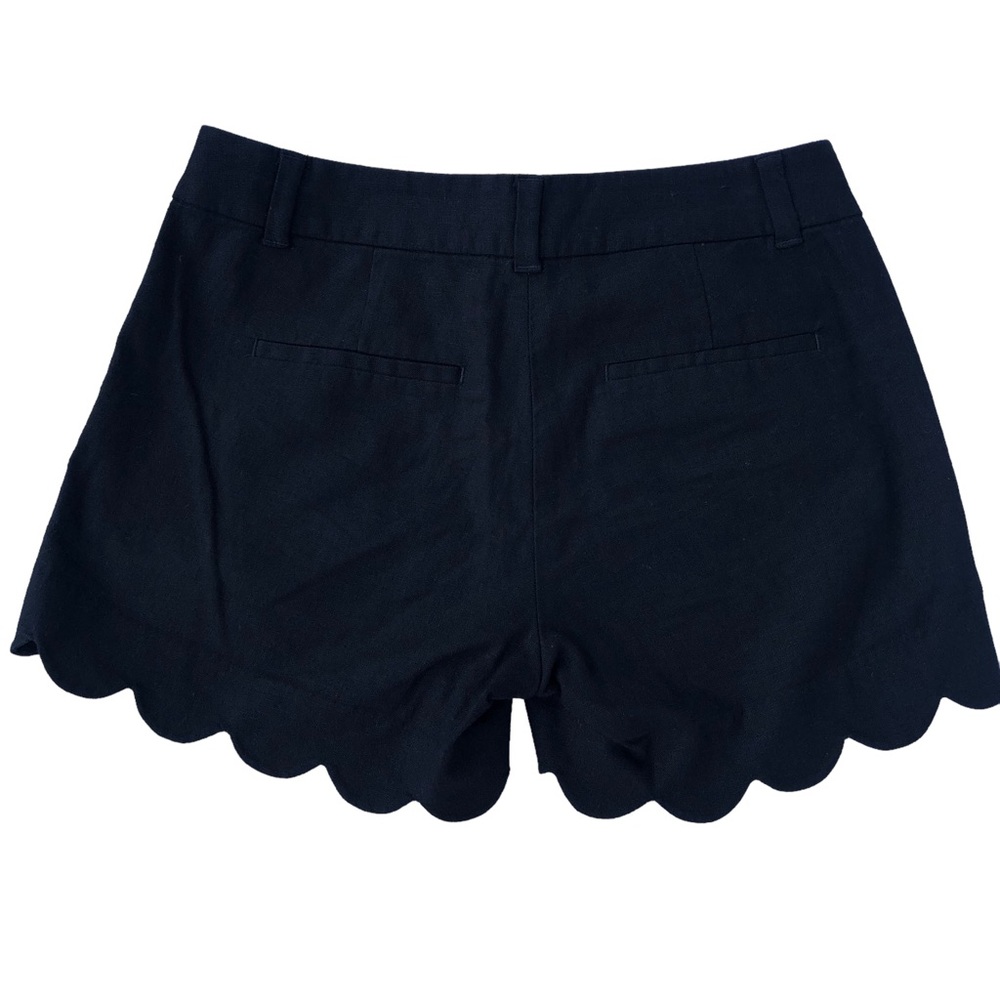 J by J. Crew Black Linen Blend Scalloped Shorts - Size 00